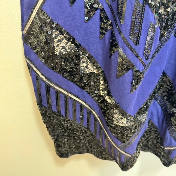 Express Art Deco Sequin Mini Dress Aztec Bodycon Blue Black Silver Size Large - Picture 6 of 14